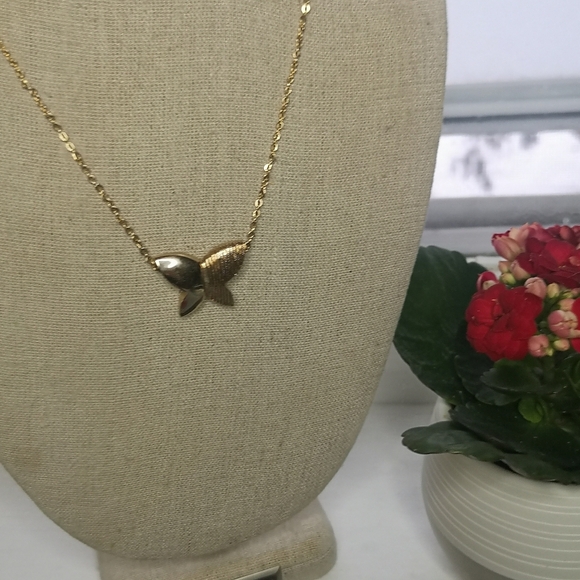 Vintage Puffed Floating Butterfly Necklace by Artistry - Picture 2 of 4